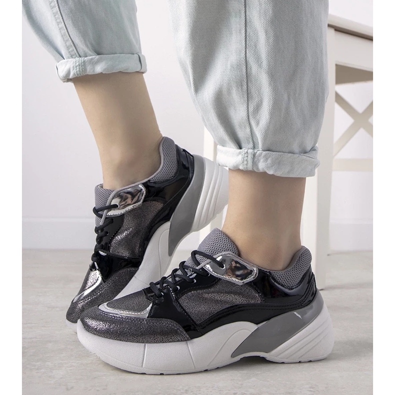 D/GMR Black sneakers with a high sole Rude silver 1