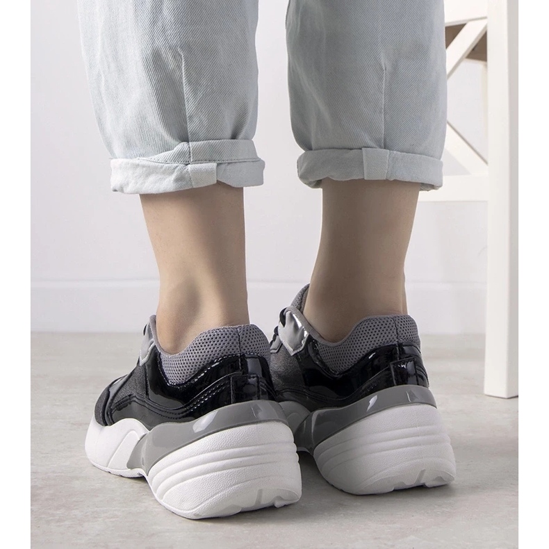 D/GMR Black sneakers with a high sole Rude silver 2