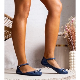 D/GMR Women's ballerinas navy blue with rubber with a bow and clasp 1