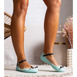 D/GMR Women's Blue Ballerinas made of rubber with a bow and clasp 1