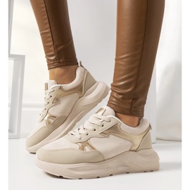 D/GMR Beige sneakers with golden Davis accents 1