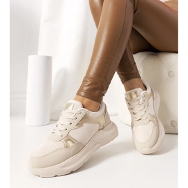 D/GMR Beige sneakers with golden Davis accents 2