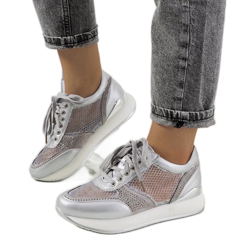 D/GMR Silver sneakers with mesh from Ilkay grey 2