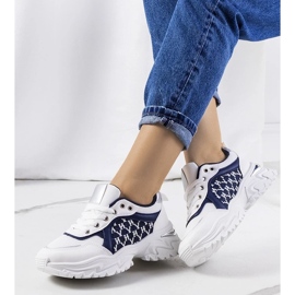 D/GMR Women's white and navy blue sneakers Florival 1