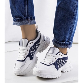 D/GMR Women's white and navy blue sneakers Florival 2