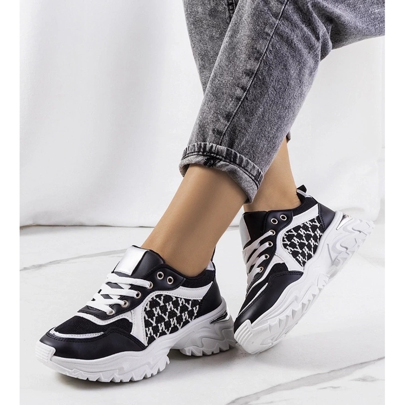 D/GMR Women's black and white Florival sneakers 2