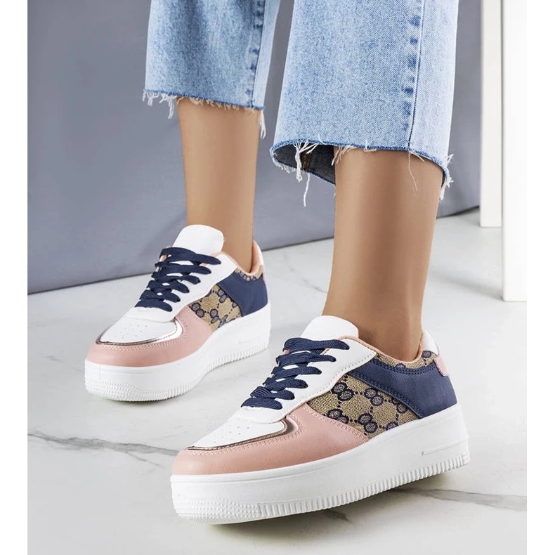 D/GMR Pink and navy blue women's sneakers from Luzia 1