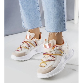 D/GMR Beige mixed fabric sneakers from Traci 1