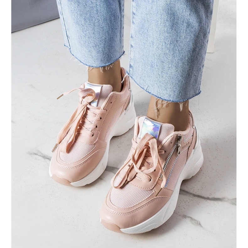 D/GMR Stacey pink wedge sneakers 1
