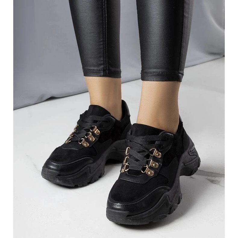 D/GMR Jenna black mixed fabric sneakers 1