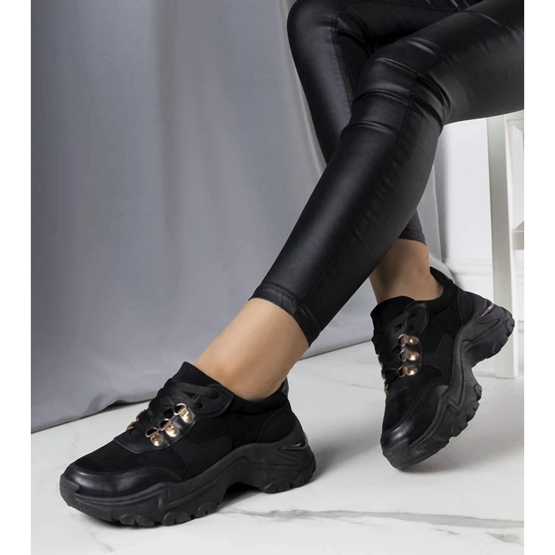 D/GMR Jenna black mixed fabric sneakers 2