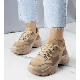 D/GMR Beige mixed fabric sneakers from Jenna 1