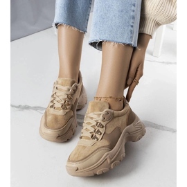 D/GMR Beige mixed fabric sneakers from Jenna 2