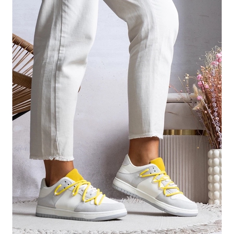 D/GMR Gray sneakers women's sneakers with yellow strings Arcobaleno grey 1