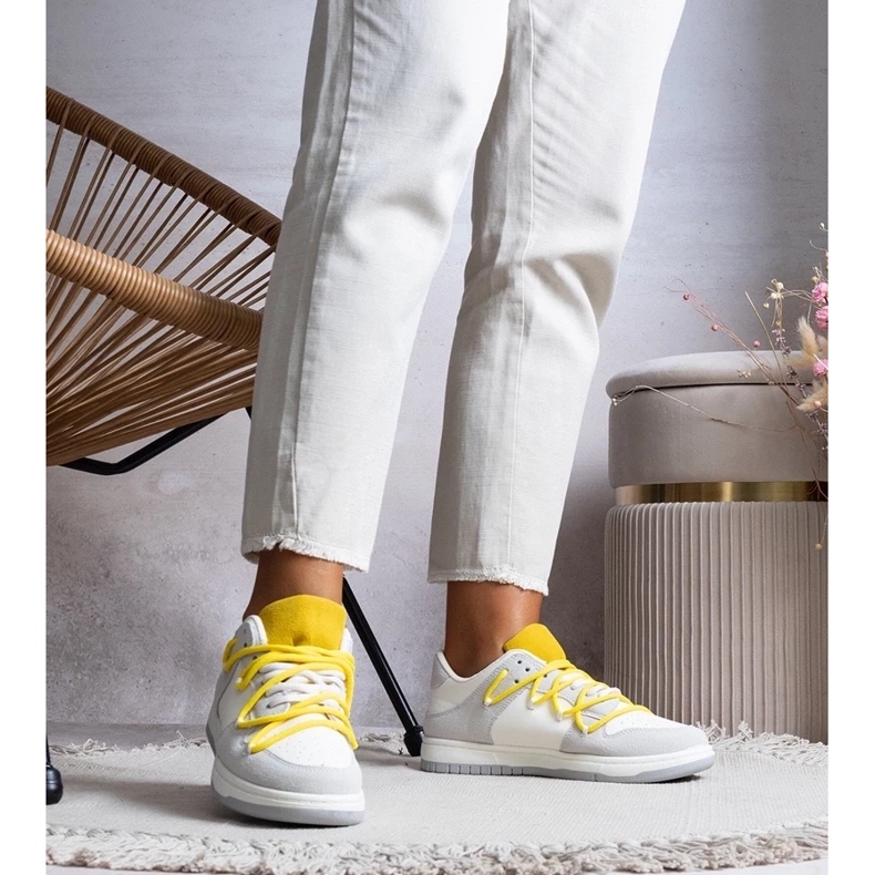 D/GMR Gray sneakers women's sneakers with yellow strings Arcobaleno grey 2