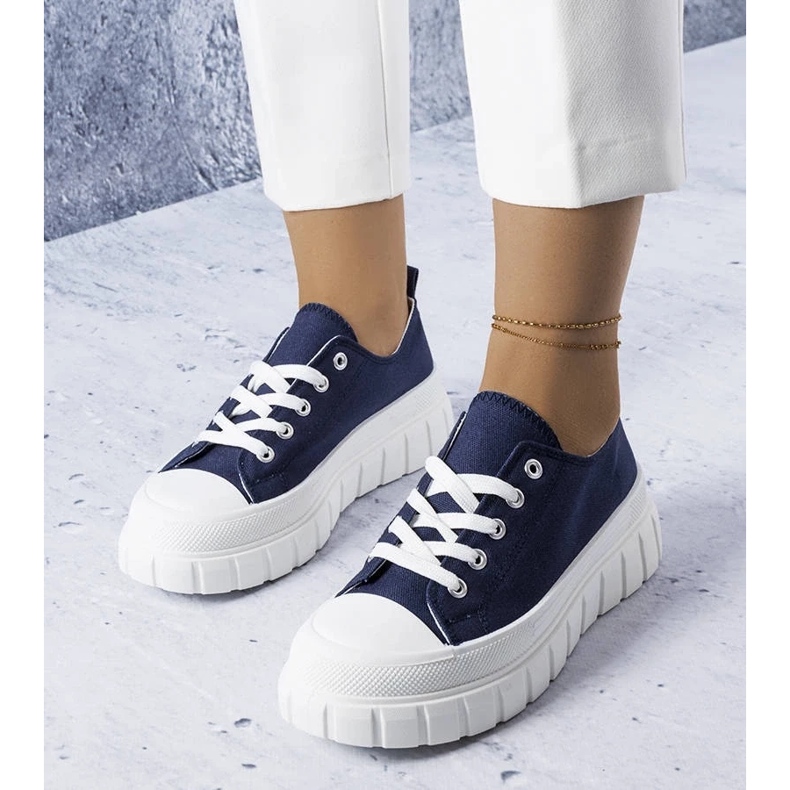 D/GMR Navy blue platform sneakers from Bellemare 1