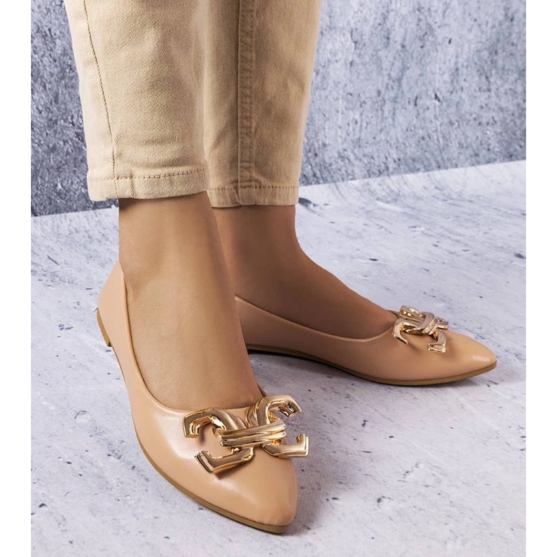 D/GMR Dark beige ballerinas with Vallée embellishment 1