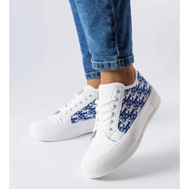 D/GMR Women's white laced sneakers with a fashionable Marquis pattern 1
