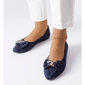 D/GMR Navy blue ballerinas decorated with a Jetté bow 1