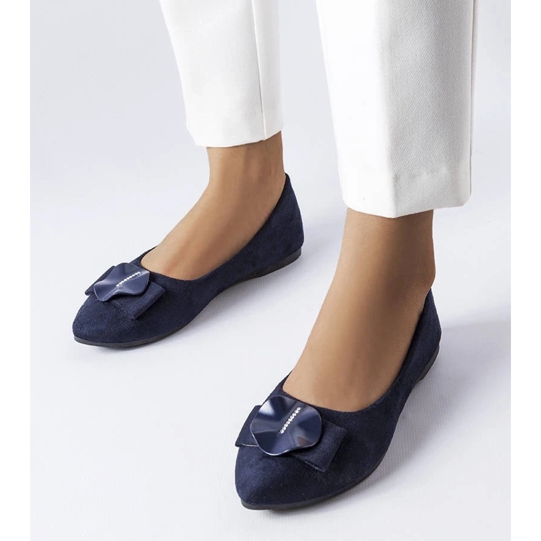 D/GMR Navy blue ballerinas decorated with Rémy rhinestones 1
