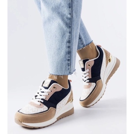 D/GMR Beige and navy blue sneakers from Mireault 1