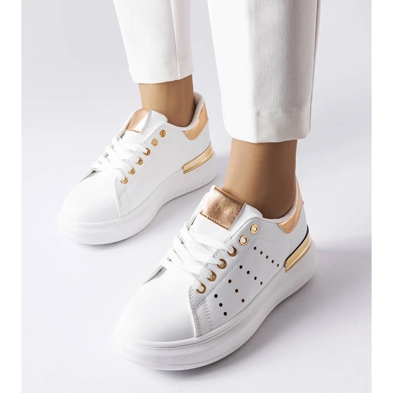 D/GMR White sneakers with colored Chalut perforation 1