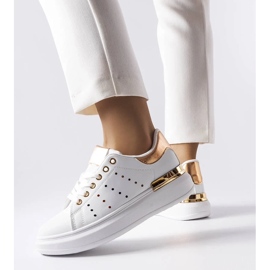 D/GMR White sneakers with colored Chalut perforation 2