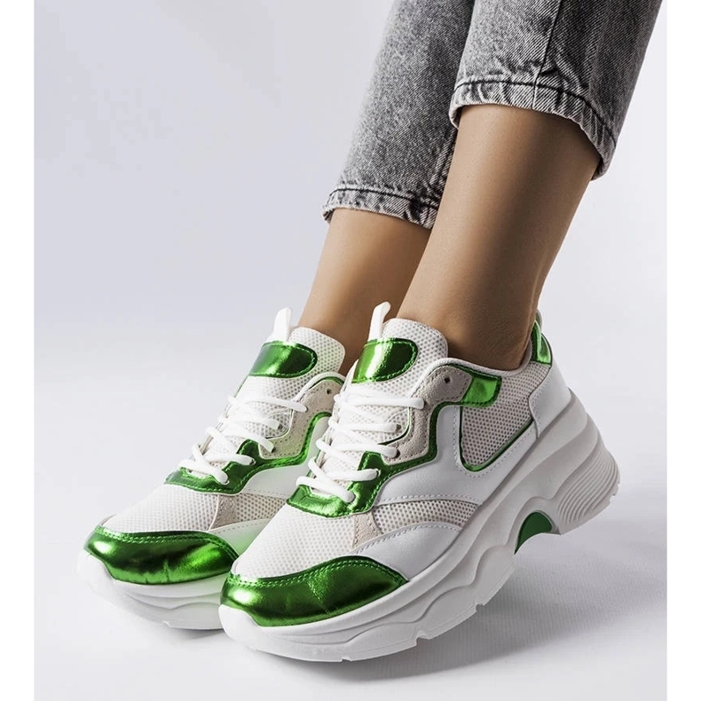 D/GMR White and green women's sneakers from Séguin 1