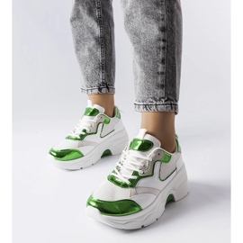 D/GMR White and green women's sneakers from Séguin 2