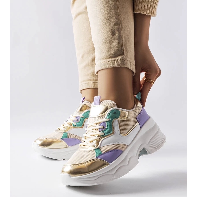 D/GMR Women's white and gold sneakers from Séguin golden 1