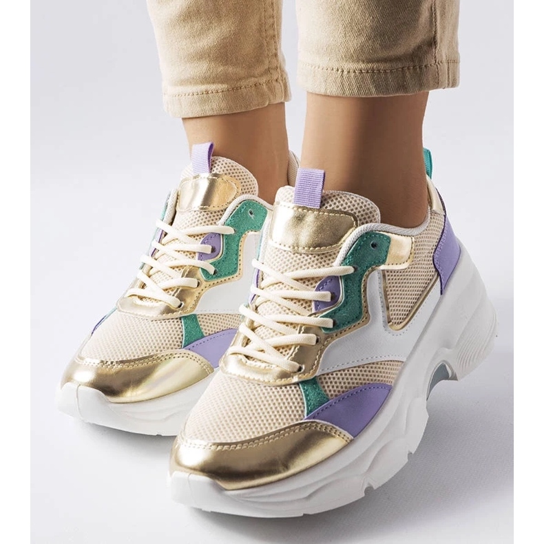 D/GMR Women's white and gold sneakers from Séguin golden 2