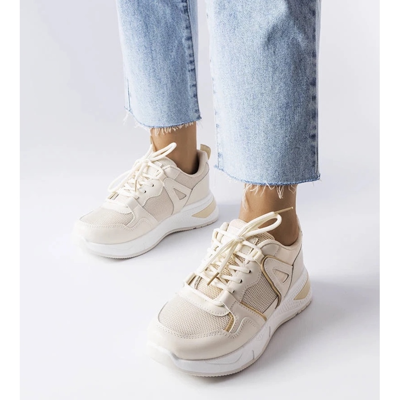 D/GMR Beige multi-fabric sneakers from Caya 1