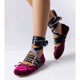 D/GMR Burgundy ballerinas fastened with a Boutot buckle red 1