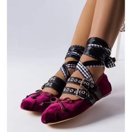 D/GMR Burgundy ballerinas fastened with a Boutot buckle red 2