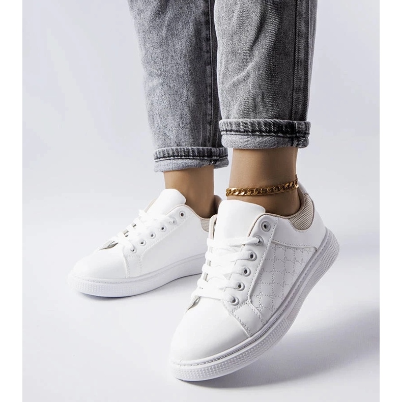 D/GMR White and beige sneakers with embossing from Dreux 1