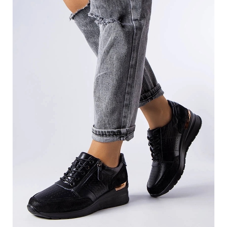 D/GMR Jazzar black openwork leather shoes 1