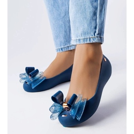 D/GMR Navy blue Meliski ballet flats with a Jerome bow 1
