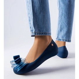 D/GMR Navy blue Meliski ballet flats with a Jerome bow 2