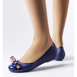 D/GMR Navy blue ballerinas decorated with a Harlingen bow 2