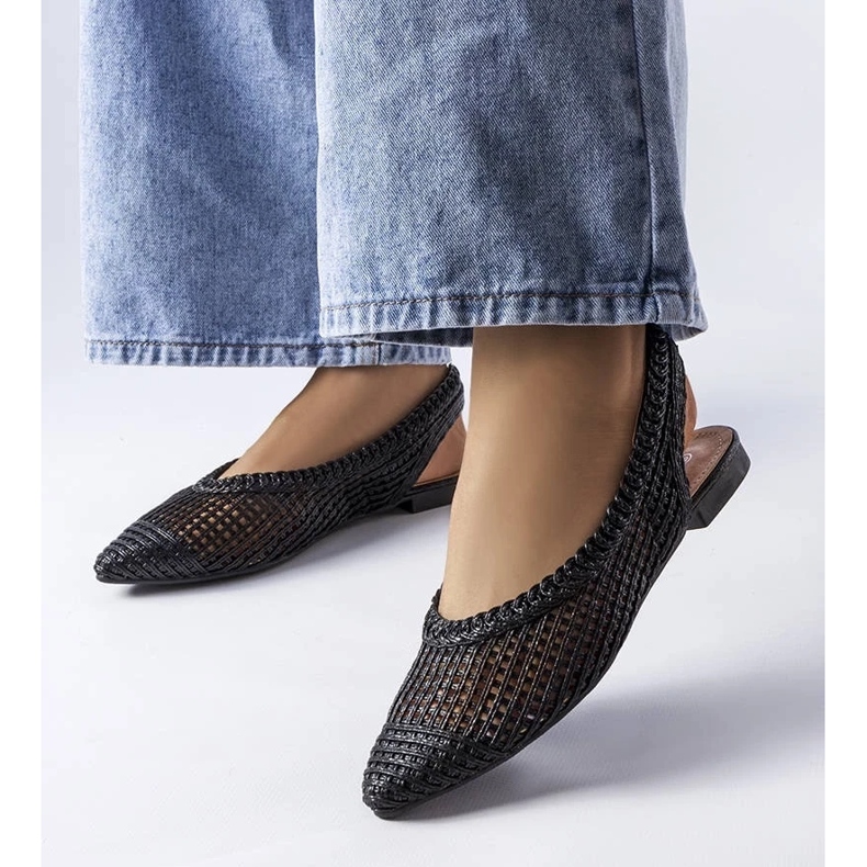 D/GMR Black openwork ballerinas with an open heel from Maheu 2