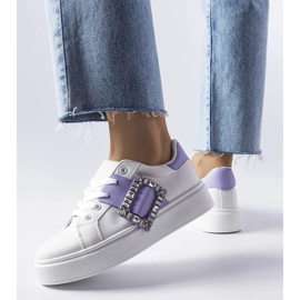 D/GMR White sneakers decorated with a purple Ike buckle 2