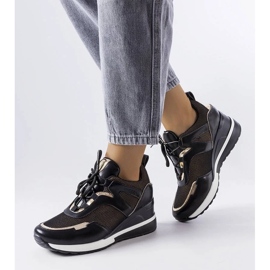 D/GMR Black and gold wedge sneakers from Vincez 1