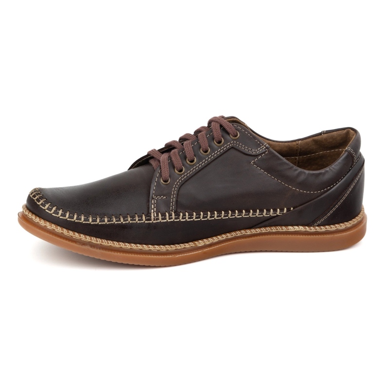 Olivier Men's leather shoes casual model 313gt dark brown 1