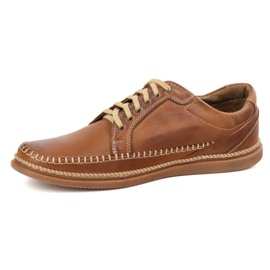 Olivier Men's leather shoes casual model 313gt camel brown 1