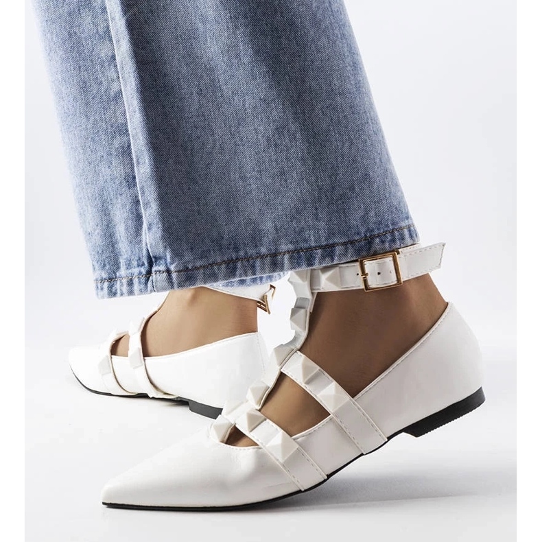 D/GMR White ballerinas with a spectacular Blur fastener 2