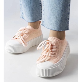 D/GMR Pink fabric sneakers on the Mallus platform 1