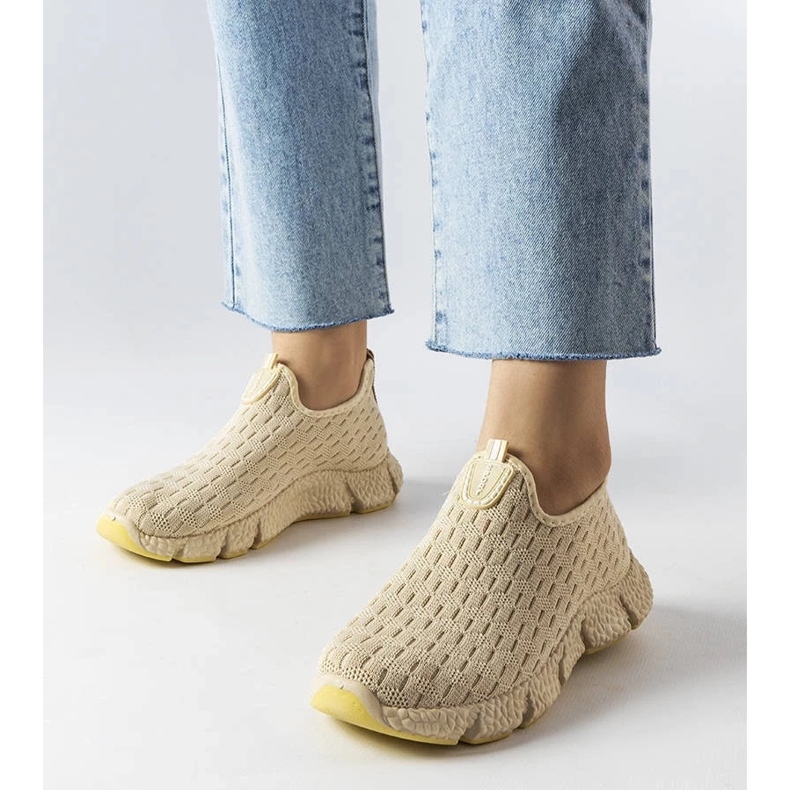 D/GMR Light beige sports slip-on sneakers from Obenor 1