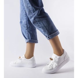 D/GMR White sneakers with a golden accent Letteria 1