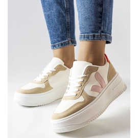 D/GMR White sneakers with a pink Plouffe insert 2