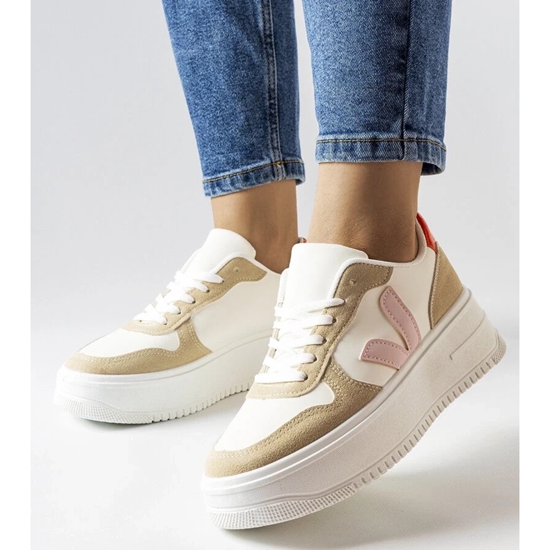 D/GMR White sneakers with a pink Plouffe insert 2